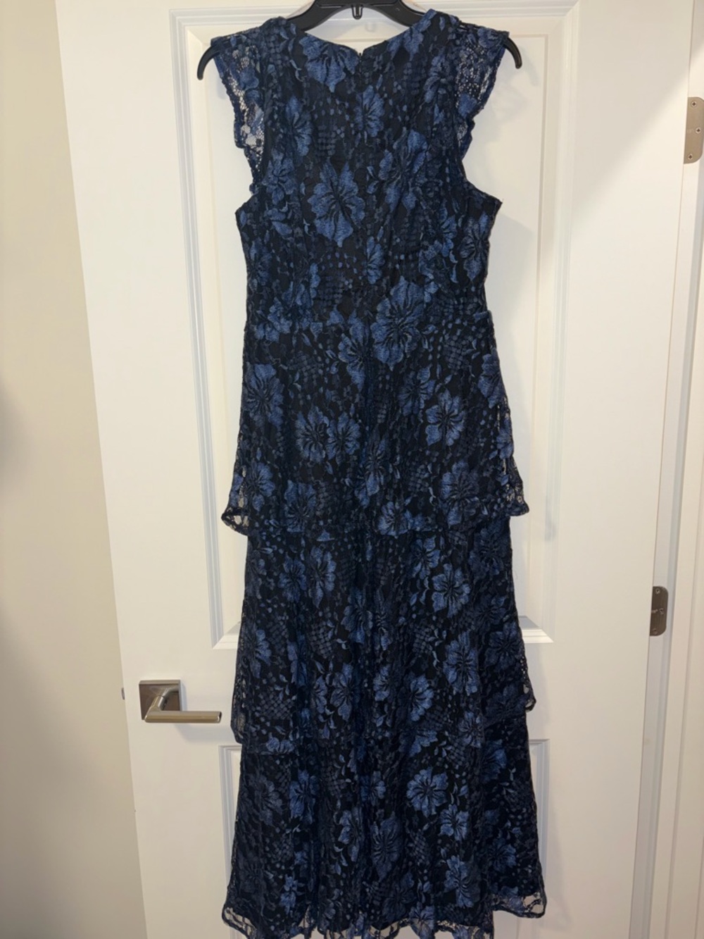 Lulu's Navy and Black Floral Lace Maxi Dress - Picture 3 of 6